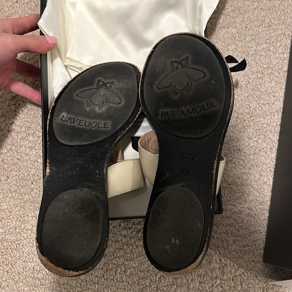 Gucci white marmont leather flip flops 36.5 - Picture 2 of 2